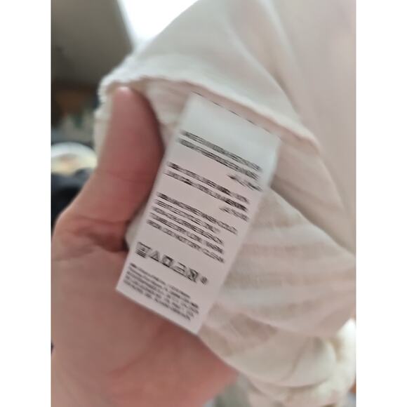 Chico's Tan Striped Straight Leg Linen High Rise Cropped Pants Womans Size 14 - Picture 5 of 5